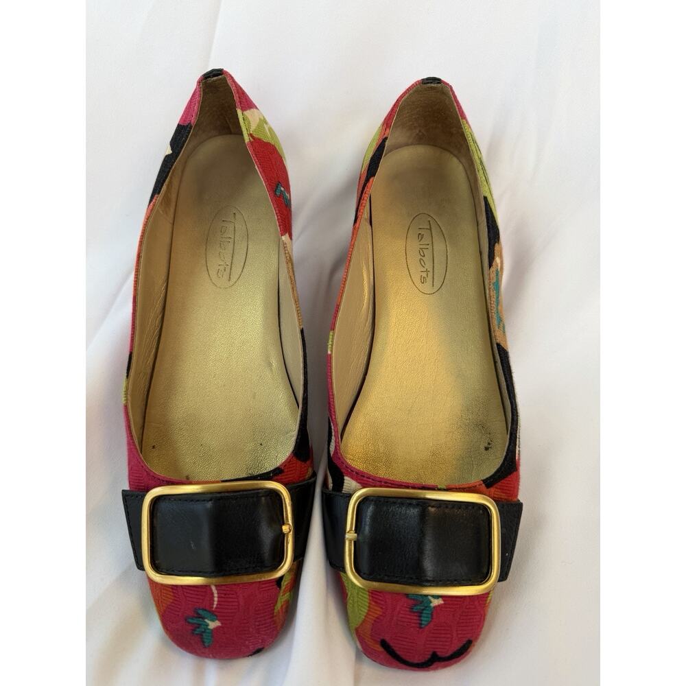 Talbots Flats sz 5.5 Multicolor Jacquard Floral Fabric Upper Preppy chic feminin